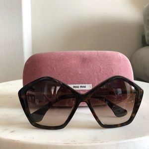 Miu Miu Octagonal Sunglasses with Velvet Pink Case